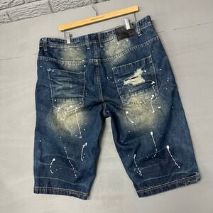 Switch Remarkable Mens Blue Denim Paint Splatter Distressed Shorts Size 38